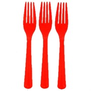 Reusable Red Plastic Forks 18cm (Pk 20)