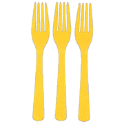 Reusable Yellow Plastic Forks 18cm (Pk 20)