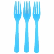 Reusable Azure Blue Plastic Forks 18cm (Pk 20)