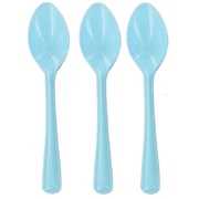 Reusable Light Blue Plastic Spoons 16cm (Pk 20)