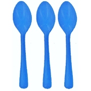 Reusable Royal Blue Plastic Spoons 16cm (Pk 20)