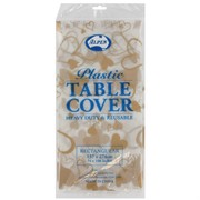 Clear Rectangular Gold Hearts Tablecover Pk 12 