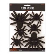 Fuzzy Spider Halloween Decorations (Pk 6)