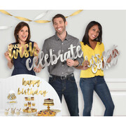 Jumbo Photo Props Birthday Celebration Sayings Gold & Silver Asst PK 5