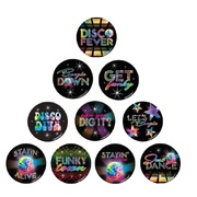 Seventies Disco Fever Buttons Badges 4cm (Pk 10)