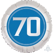 Silver & Blue Happy Birthday 70 Satin Foil Balloon (18in,45cm)