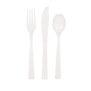 Reusable White Plastic Cutlery Set (Pk 18)