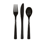 Reusable Black Plastic Cutlery Set (Pk 18)