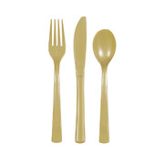 Reusable Gold Plastic Cutlery Set (Pk 18)
