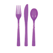 Reusable Light Purple Plastic Cutlery Set (Pk 18)