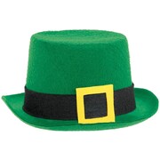 St. Patrick's Day Green Felt Top Hat with Felt Buckle Pk 1