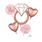 Future Mrs Engagement & Hens Party Foil Balloon Bouquet 5 Pack | Diamond Ring Helium Balloons