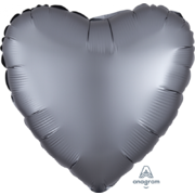 Satin Graphite Silver 17in. Heart Foil Balloon Pk 1
