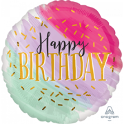 Happy Birthday Water Colour Jumbo 28in. Foil Balloon Pk 1