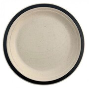 Sugar Cane Natural Eco Dinner Plate with Black Trim (22.5cm) Pk 10