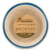 Sugar Cane Natural Eco Bowl with Royal Blue Trim (16cm) Pk 10