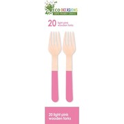 Light Pink Wooden Forks Pack of 20 | FSC Certified Eco-Friendly Birchwood Cutlery
