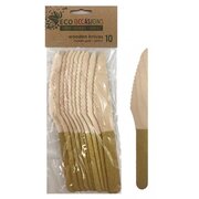 Gold Wooden Knives (165mm) Pk 10