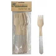 Silver Wooden Forks (155mm) Pk 10