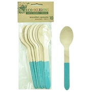 Light Blue Wooden Spoons (155mm) Pk 10