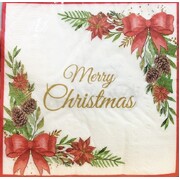 Christmas Pinecone & Bow 2 Ply Lunch Napkins Pk 20