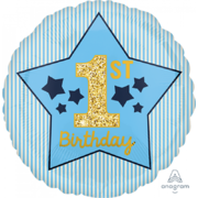 1st Birthday Boy Blue 17in. Foil Balloon Pk 1
