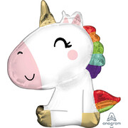 Sitting Unicorn Satin Supershape Foil Balloon (68cm x 73cm) Pk 1