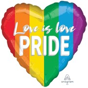 Rainbow Heart Love is Love Pride 17in Foil Balloon Pk 1