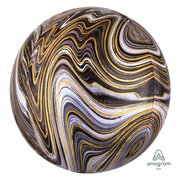 Black Gold Silver Marblez Orbz Foil Balloon (15in, 38cm)