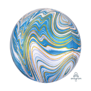 Blue Gold White Marblez Orbz Foil Balloon (15in, 38cm)