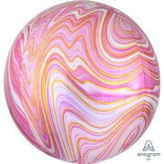 Pink Gold White Marblez Orbz Foil Balloon (15in, 38cm)