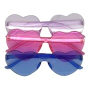Plastic Heart Shaped Costume Glasses Pink Blue Pk 3