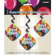 Bravo Birthday Hanging Swirl Decorations Pk 3 