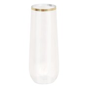 Stemless Plastic Champagne Flute With Gold Rim 266ml Pk 6