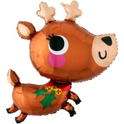 Cute Christmas Reindeer Foil Supershape Balloon (76 x 76cm)