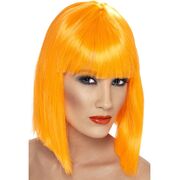Neon Orange Short Blunt Glam Bob Wig (Pk 1)