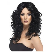 Long Black Curly Glamour Wig Pk 1