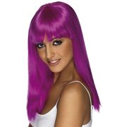 Long Neon Purple Straight Glamourama Wig Pk 1