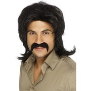 70s Retro Mullet Black Wig Pk 1 