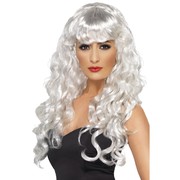 White Curly Siren Long Wig Pk 1 