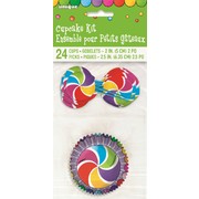Rainbow Swirl Cupcake Kit with Toppers Pk 24