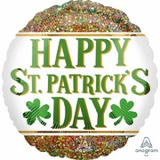 Happy St Patrick's Day Glitter Foil Balloon 43cm