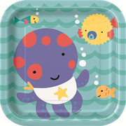 Under The Sea 7in Square Paper Plates Pk 10