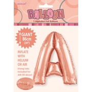 Rose Gold Letter A Foil Supershape Balloon (34in-86cm) Pk 1