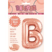 Rose Gold Letter B Foil Supershape Balloon (34in-86cm) Pk 1