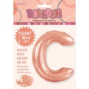 Rose Gold Letter C Foil Supershape Balloon (34in-86cm) Pk 1 