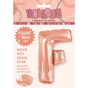 Rose Gold Letter F Foil Supershape Balloon (34in-86cm) Pk 1