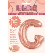 Rose Gold Letter G Foil Supershape Balloon (34in-86cm) Pk 1