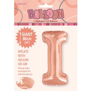 Rose Gold Letter I Foil Supershape Balloon (34in-86cm) Pk 1