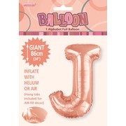 Rose Gold Letter J Foil Supershape Balloon (34in-86cm) Pk 1